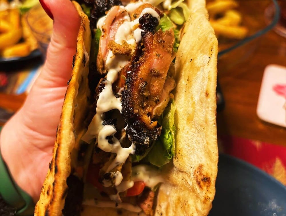 Chicken Kebab in homemade flatbread